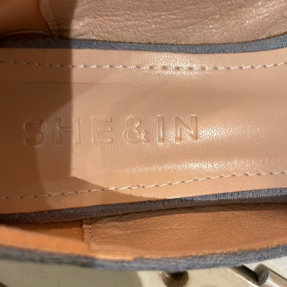 She&In dusty blue suede low heeled flats with bow detail. - Picture 5 of 6